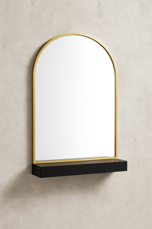 24 in. W x 36 in. H Arched Recessed/Surface Mount Medicine Cabinet with Mirror in Gold