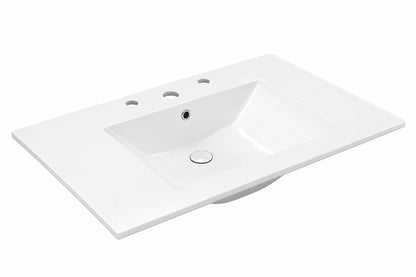 JONATHAN Y Ancillary 3 Hole 30 in W x 18 25 in D Classic Contemporary Rectangular Ceramic Single Sink Basin Vanity Top in White SNK1002A