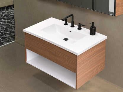 JONATHAN Y Ancillary 3 Hole 30 in W x 18 25 in D Classic Contemporary Rectangular Ceramic Single Sink Basin Vanity Top in White SNK1002A