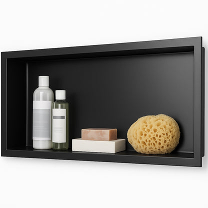 12 in H x 24 in D x 4 in W Stainless Steel Shower Niche Set of 1 Piece in Black with Shelves