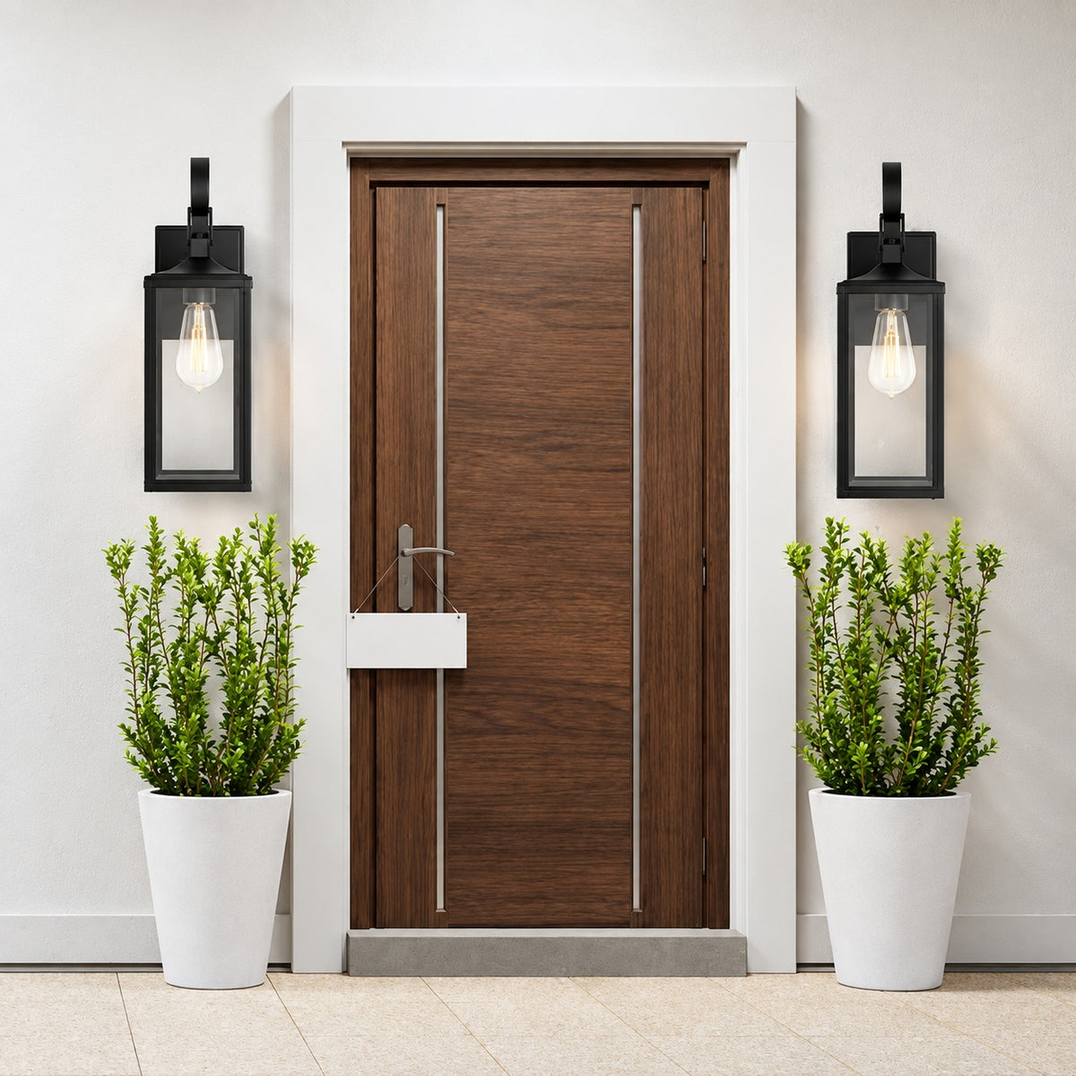 Hukoro Castle 1 Light 20 5 in Dusk to Dawn Outdoor Wall Light with Matte Black Finish and Clear glass shade 2 pack