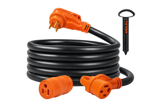 VEVOR RV Extension Cord 15 ft 6 3 50 Amp 250 Volt RV Marine Extension Cord with Indicator Light NEMA 14 50 Plug for RVs