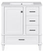 Virubi 30 in W x 18 in D x 34 in H Single Sink Bath Vanity in White with White Ceramic Top Drawers and Soft Closing Door