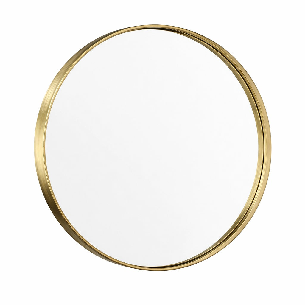 TETOTE 30 in W x 30 in H Round Mirror Framed Brass Gold Mirrors for Bathroom Wall Bathroom Vanity Mirror Over Sink