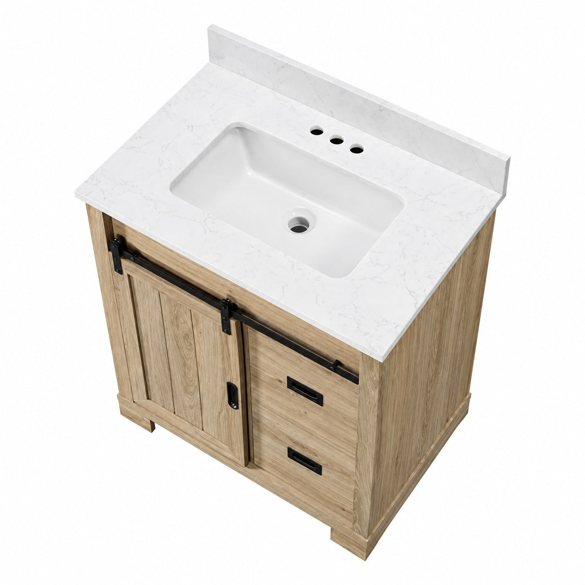 Glacier Bay Brindley 30 in Single Sink Freestanding Aged Oak Bath Vanity with White Engineered Stone Top Assembled