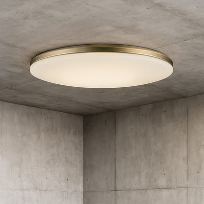 Lighting 13 in. Brass Integrated LED Semi Flush Mount Ceiling Light with Acrylic Shade HS 8624