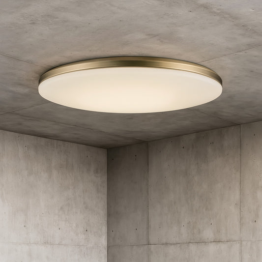 Lighting 13 in. Brass Integrated LED Semi Flush Mount Ceiling Light with Acrylic Shade HS 8624