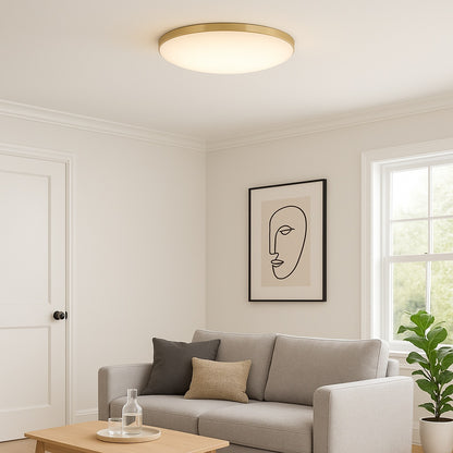 Lighting 13 in. Brass Integrated LED Semi Flush Mount Ceiling Light with Acrylic Shade HS 8624
