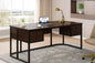 TRIBESIGNS WAY TO ORIGIN Halseey 63 in. Dark Walnut and Black Executive Large Office Computer Desk 4 Drawers Business Workstation Home Office
