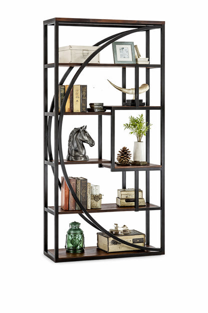 70 8 In Tall Rustic Brown Engineered Wood 8 Shelf Bookcase With Open Storage Display Shelves For Home Office