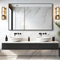 Lirago 32 in W x 51 in H Rectangular Metal Framed Bathroom Wall Mirror in Black HD TJS65