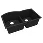 Elkay Quartz Classic 33 in. Undermount Double Bowl Matte Black Granite/Quartz Composite Kitchen Sink Only