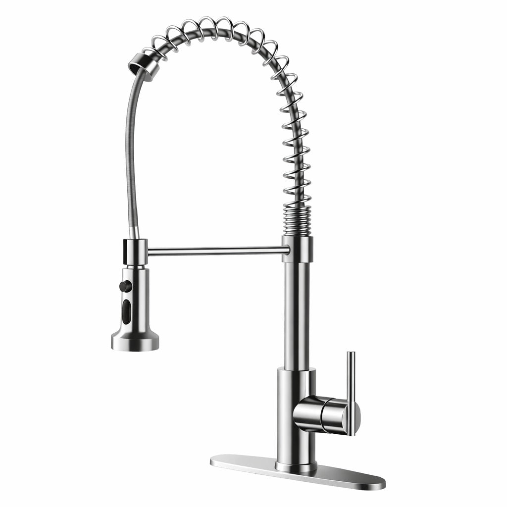 LORDEAR 1 8 GPM Single Handle Spring Pull Down Sprayer Kitchen Faucet with Power Clean in Brushed Nickel