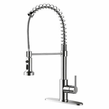 LORDEAR 1 8 GPM Single Handle Spring Pull Down Sprayer Kitchen Faucet with Power Clean in Brushed Nickel
