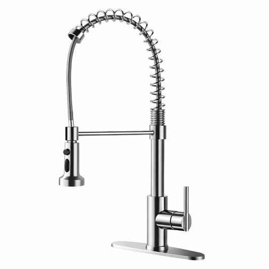 LORDEAR 1 8 GPM Single Handle Spring Pull Down Sprayer Kitchen Faucet with Power Clean in Brushed Nickel