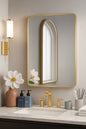 30 in. W x 40 in. H Gold Vanity Rectangle Wall Mirror Aluminum Alloy Frame Bathroom Mirror