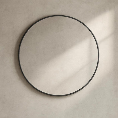 24 in. W x 24 in. H Black Vanity Round Wall Mirror Aluminum Alloy Frame Bathroom Mirror 755801733571 LuxHomez