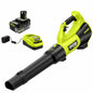 RYOBI ONE HP 18V Brushless Whisper Series 130 MPH 510 CFM Battery Leaf Blower with 6 0 Ah Battery and Charger PBLLB01K