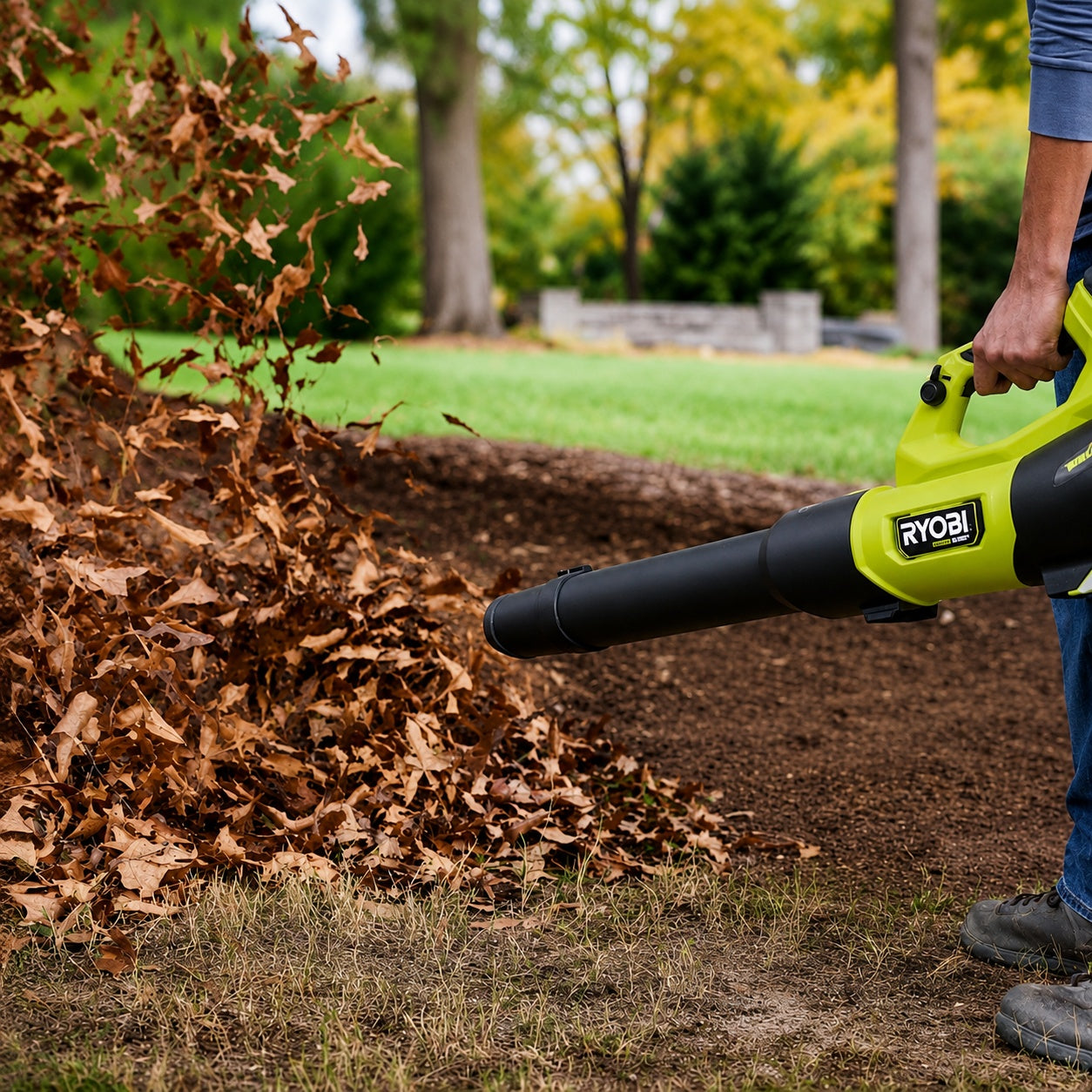 RYOBI ONE HP 18V Brushless Whisper Series 130 MPH 510 CFM Battery Leaf Blower with 6 0 Ah Battery and Charger PBLLB01K