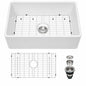 LORDEAR Ceramic 28 in Single Bowl Farmhouse Apron Kitchen Sink with Sink Grid and Basket Strainer