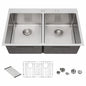 16 Gauge Stainless Steel 33 In Double Bowl 50 50 Drop In Kitchen Sink With Accessories