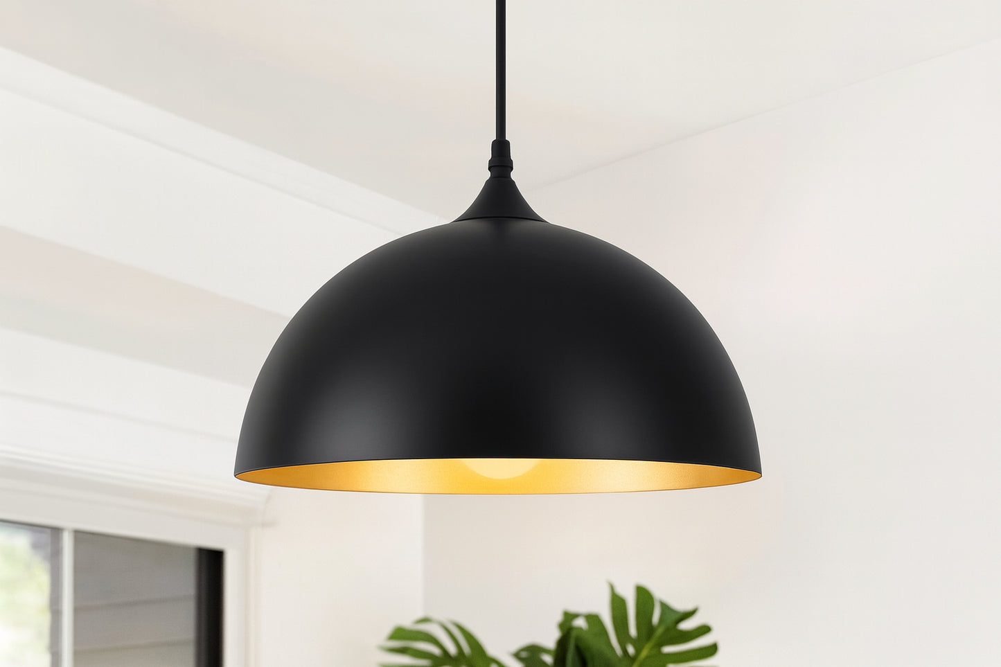 LWYTJO Danialah 1-Light Black Industrial Farmhouse Single Pendant Light with Metal Dome Shade for Kitchen Island Dinning Room