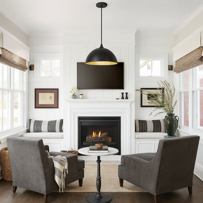 LWYTJO Danialah 1-Light Black Industrial Farmhouse Single Pendant Light with Metal Dome Shade for Kitchen Island Dinning Room