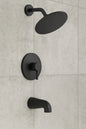 Single Handle 1-Spray Square Shower Faucet Set 2.5 GPM with High Pressure Shower Head in. Matte Black (Valve Included)