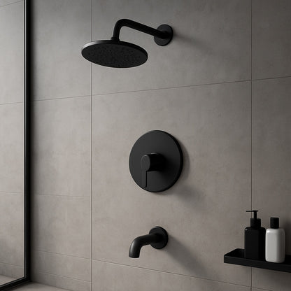 Single Handle 1-Spray Square Shower Faucet Set 2.5 GPM with High Pressure Shower Head in. Matte Black (Valve Included)