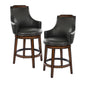 Lazzara Toulon 28 in. Burnished Oak Finish Wood Swivel Pub Height Chair with Dark Brown Faux Leather Seat (Set of 2)
