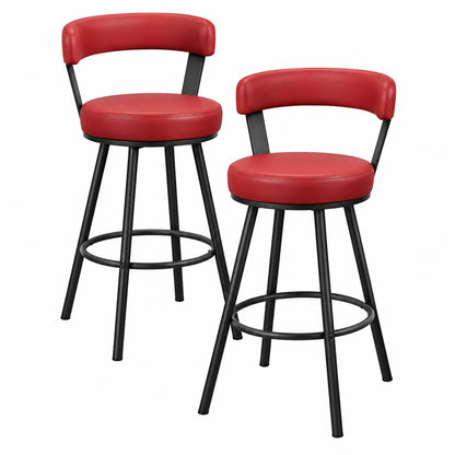 Lazzara Avignon 30 in Dark Gray Metal Swivel Pub Height Chair with Red Faux Leather Seat Set of 2 5566 29RD3A