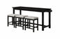 Lazzara Brim 4 Piece Black Finish Wood Bar Table Set Seats