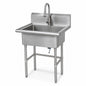 Glacier Bay 30 in W x 24 in D Freestanding Stainless Steel 1 Compartment Commercial Laundry Utility Sink with Faucet and Drain