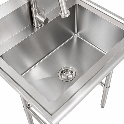 Glacier Bay 30 in W x 24 in D Freestanding Stainless Steel 1 Compartment Commercial Laundry Utility Sink with Faucet and Drain