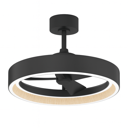 Artika Alton 24 in. Indoor Black and Wood 8 Steps CCT 18.7 in. Integrated LED Ceiling Fan with Remote Included