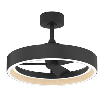 Artika Alton 18 7 in Black and Wood Downrod Mount Fandelier 8 Step CCT Ceiling Fan with Integrated LED with Remote Included FAN ALR HD2BL