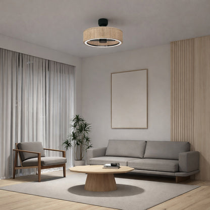 Artika Kalani 24 In Indoor Black And Rattan 8 Steps Cct 18 7 In Integrated Led Ceiling Fan With Remote Included Fan