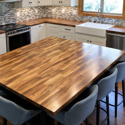 HARDWOOD REFLECTIONS 5 ft L x 30 in D Unfinished Walnut Butcher Block Desktop with Square Edge 1530HDBW 60