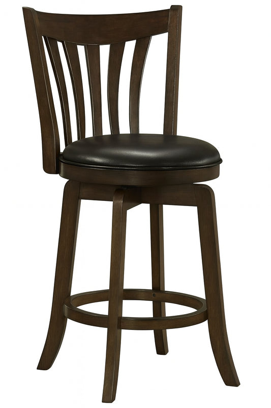 Coaster Lambert 26 in. Dark Cherry Wood Counter Height Swivel Bar Stool with Upholstered Seat