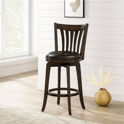 Coaster Lambert 26 in. Dark Cherry Wood Counter Height Swivel Bar Stool with Upholstered Seat