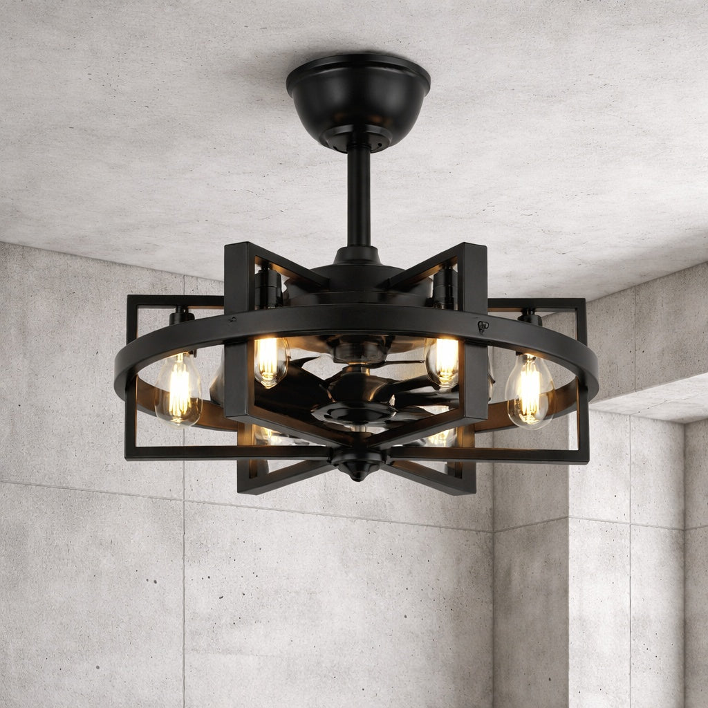 Bella Depot 18 in Smart Indoor Black Metal Standard Ceiling Fan with Light and Remote