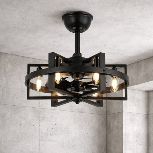 Bella Depot 18 in Smart Indoor Black Metal Standard Ceiling Fan with Light and Remote