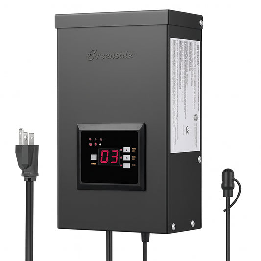 DEWENWILS Low Voltage 300-Watt Metal Landscape Lighting Transformer with 3-Zones Control Light Dusk to Dawn Sensor and Timer
