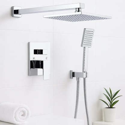 Rainfall Single Handle 2-Spray 9 in. Square Shower Faucet 2.5 GPM With High Pressure in Polished Chrome (Valve Included)