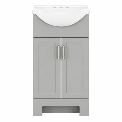 Glacier Bay Weldon 18 in Single Sink Pearl Gray Freestanding Bath Vanity with White Cultured Marble Top Assembled