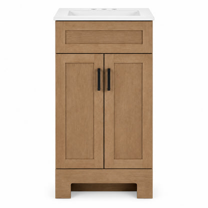 Glacier Bay Lyton 19 in Single Sink Sand Freestanding Bath Vanity with White Cultured Marble Top Assembled