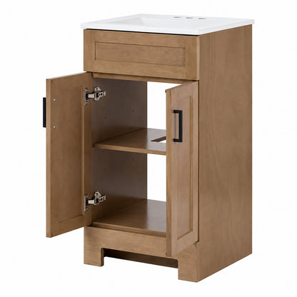 Glacier Bay Lyton 19 in Single Sink Sand Freestanding Bath Vanity with White Cultured Marble Top Assembled