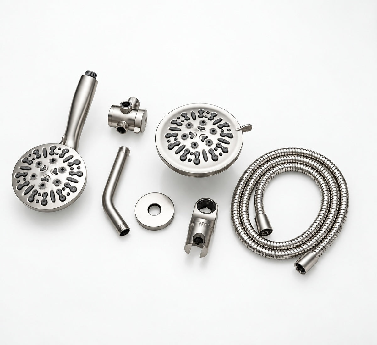 9 spray 5 5 in Wall Mount Dual Shower Head and Handheld Shower Head 1 8 GPM with Stainless Steel Hose in Brushed Nickel NSH012N
