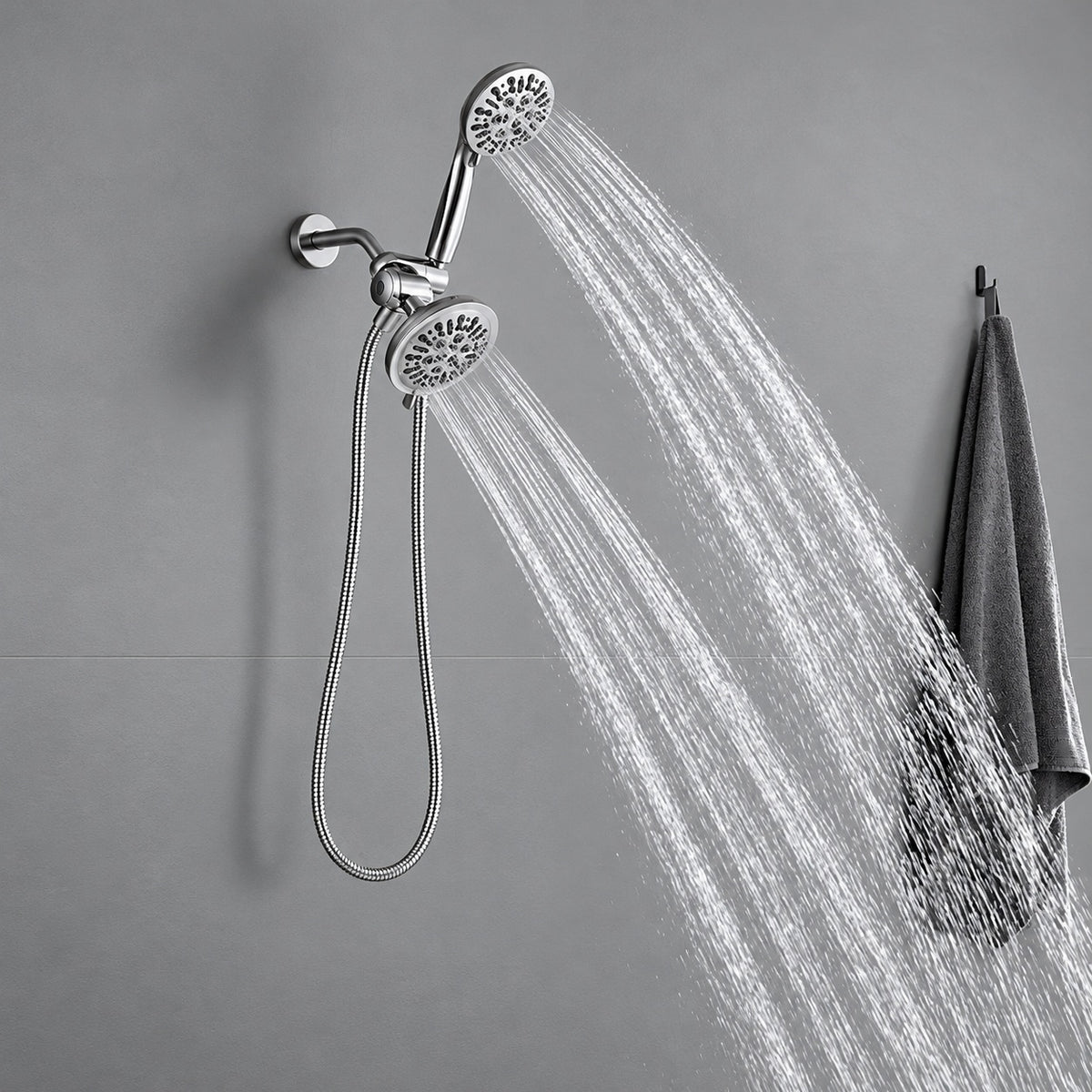 9 spray 5 5 in Wall Mount Dual Shower Head and Handheld Shower Head 1 8 GPM with Stainless Steel Hose in Brushed Nickel NSH012N