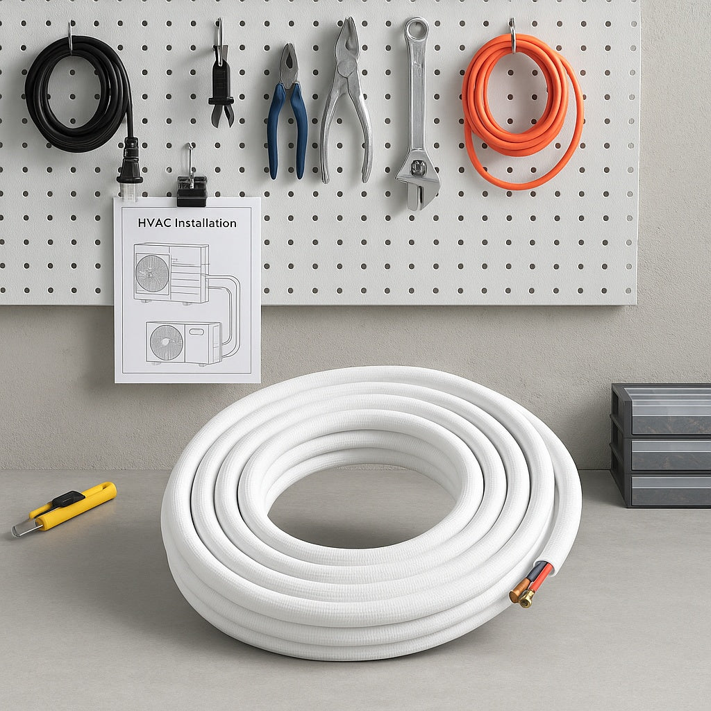 25 ft. Mini Split Line Set 1/4 in. and 1/2 in. O.D Copper Pipes Tubing and Triple-Layer Insulation for Air Conditioning